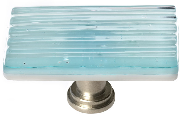 Sietto Reed light aqua long knob with satin nickel base