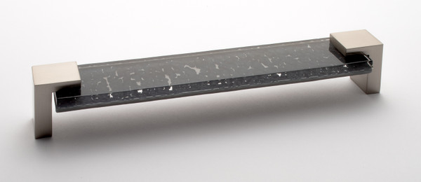 Sietto Affinity 8" pull slate gray with satin nickel base