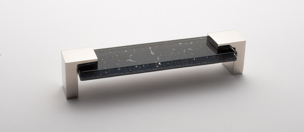 Sietto Affinity 6" pull slate gray with polished nickel base