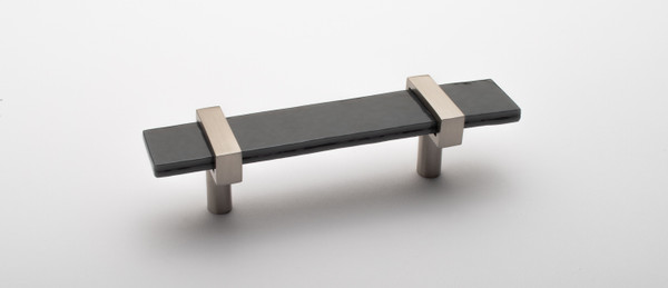 Sietto 5.5" Adjustable slate gray pull with satin nickel base