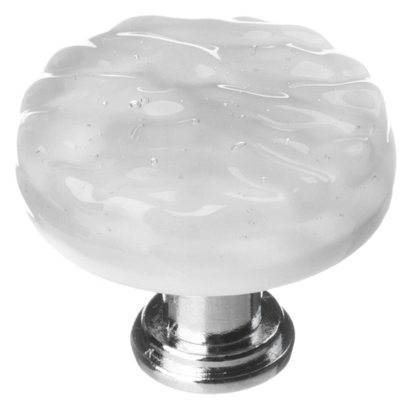 Sietto Glacier blue-gray round knob with polished chrome base