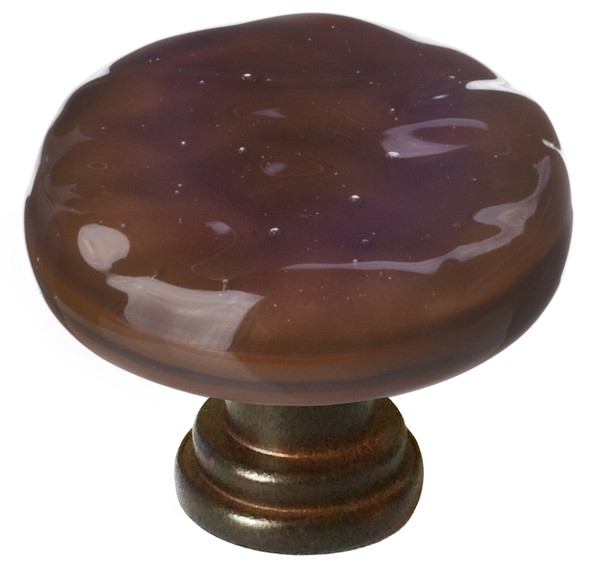 Sietto Glacier woodland brown round knob with oil rubbed bronze base