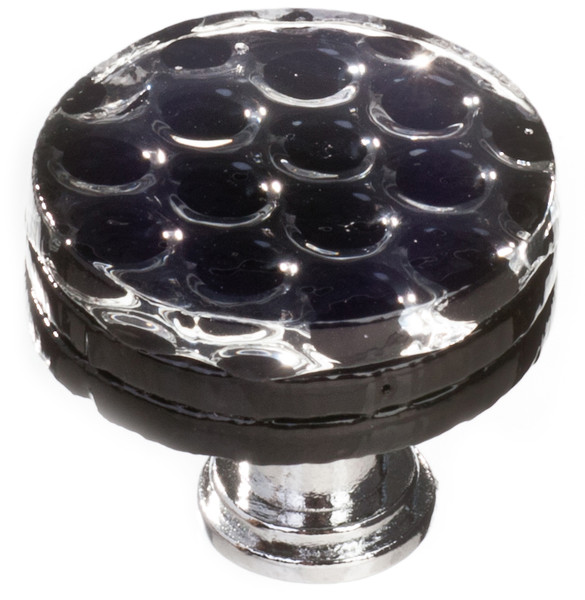 Sietto Honeycomb black round knob with polished chrome base