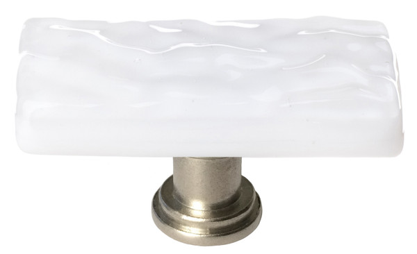 Sietto Skinny Glacier white long knob with satin nickel base