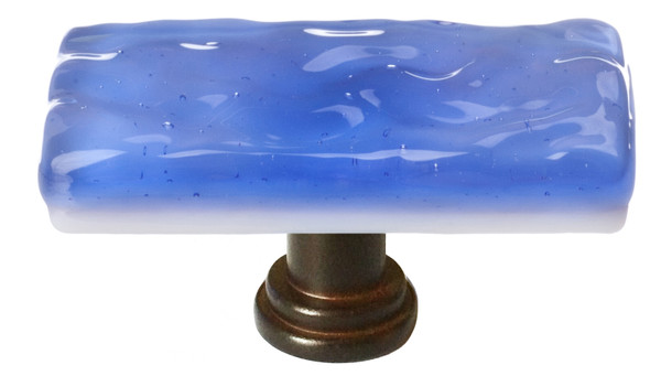 Sietto Skinny Glacier sky blue long knob with oil rubbed bronze base