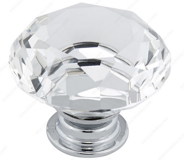Richelieu Modern Crystal Knob - 2828 - Clear, Chrome - 40 mm