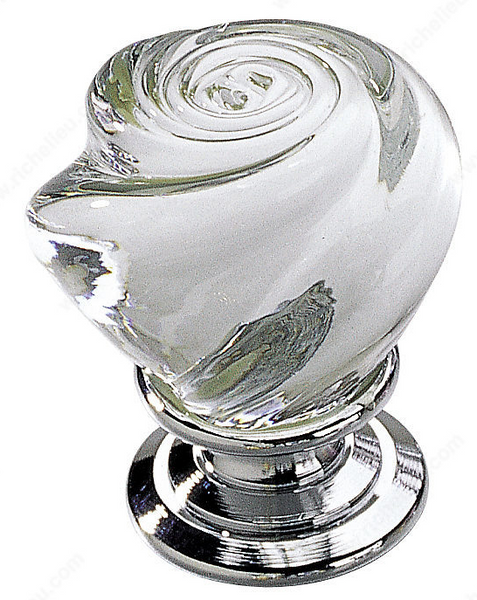 Richelieu Traditional Murano Glass and Metal Knob - 9030 - Clear, Chrome - 30 mm