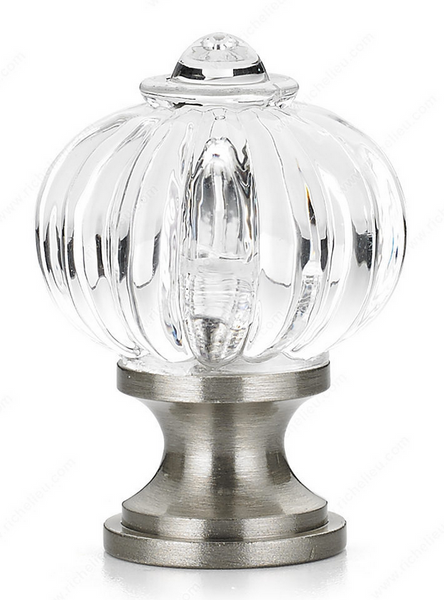 Richelieu Eclectic Acrylic and Metal Knob - 4035 - Clear, Brushed Nickel - 28 mm