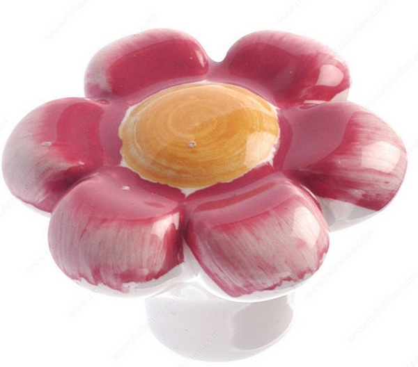 Richelieu Eclectic Ceramic Knob - 125 - 41 mm - Pastel Red
