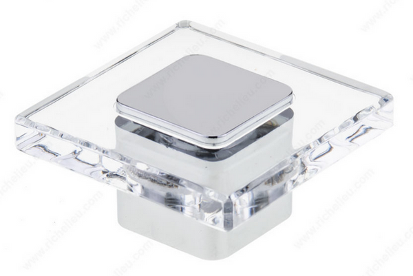 Richelieu Modern Acrylic and Metal Knob - 3993 - Clear, Chrome - 40 mm