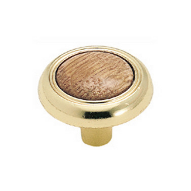 Bright Brass Knob with Oak Center
AM-BP76244-O3