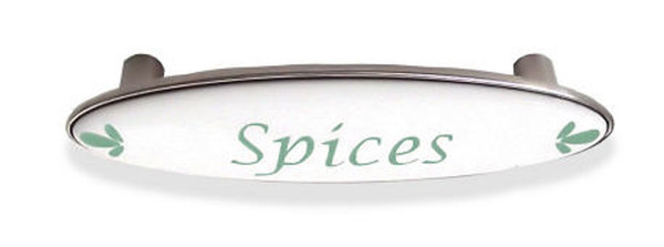 (12 Pack) 3" Ceramic Spices Pull Satin Nickel With Sage Green
