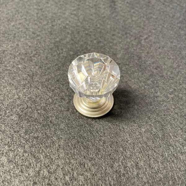(12 Pack) 1" Acrylic Knob Clear Acrylic with Satin Pewter Base