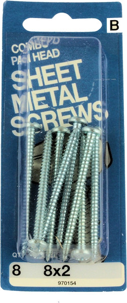 (12 Pack) #8 x 2" Combo Pan Head Sheet Metal Screws - 8 Pack