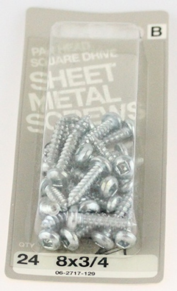(12 Pack) Pan Head, Square Drive Sheet Metal Screw - 8 x 3/4" - 24 Pack