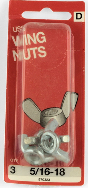 (12 Pack) 5/16-18 Hillman USS Wing Nuts - 3 Pack