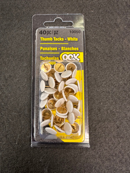 (12 Pack) 40-pack White Thumbtacks   533950