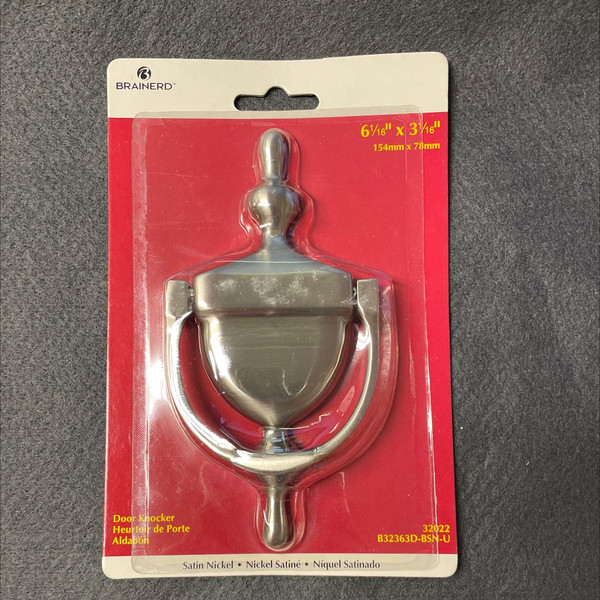 (12 Pack) 6-1/16" X 3-1/16" Solid Brass Door Knocker Brushed Satin Nickel