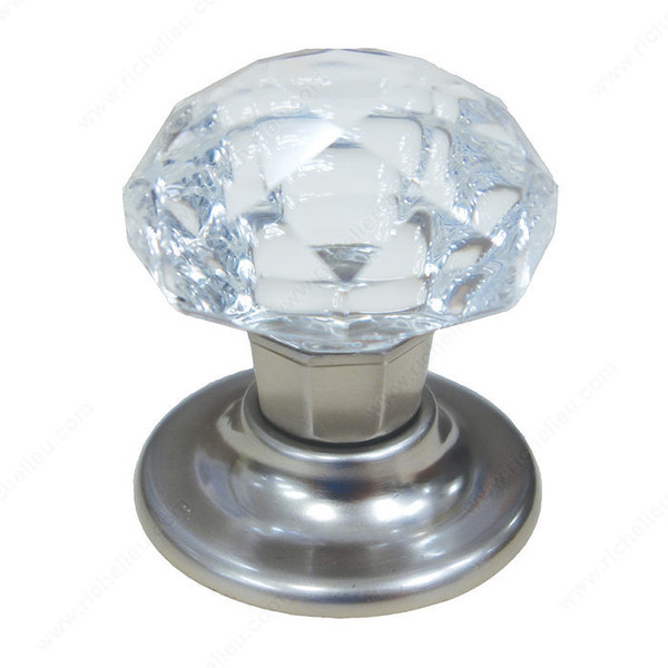 Eclectic Crystal Knob - 1009 - Clear, Brushed Nickel