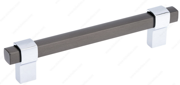 Richelieu Modern Metal Pull - 8715 - Brushed Black Nickel, Chrome - 128 mm