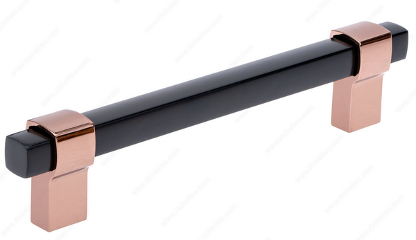 Richelieu Modern Metal Pull - 8715 - Black, Bright Oriental Bronze - 128 mm