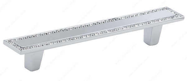 Richelieu Modern Metal and Crystal Pull - 3737 - Crystal, Chrome - 96 mm