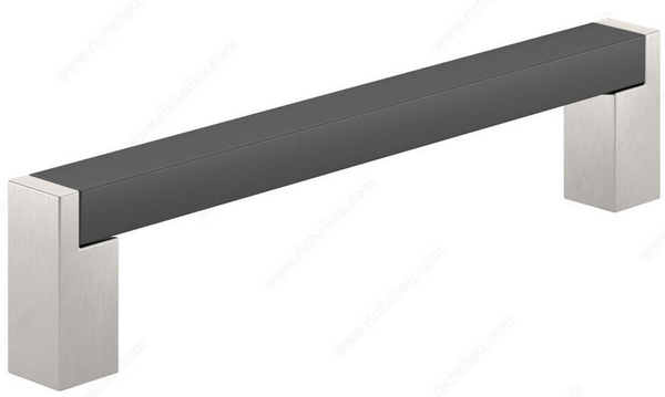 Richelieu Modern Metal and Aluminum Pull - 801 - Matte Black, Brushed Nickel - 128 mm