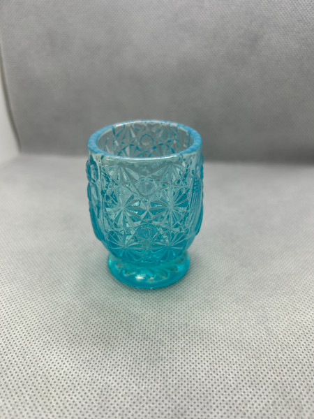 Sunbonnet Toothpick Holder Aqua Blue Iridescent