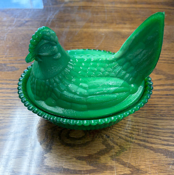 Dave's Green Hen on Nest
