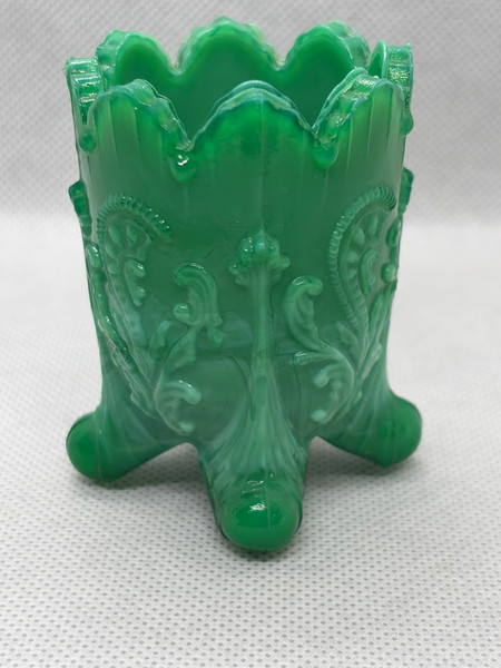 Fan and Feather Toothpick Holder Green