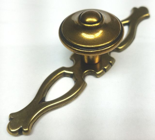 Antique Brass Knob w/ Backplate 1 1/4" D. Lawless Hardware
