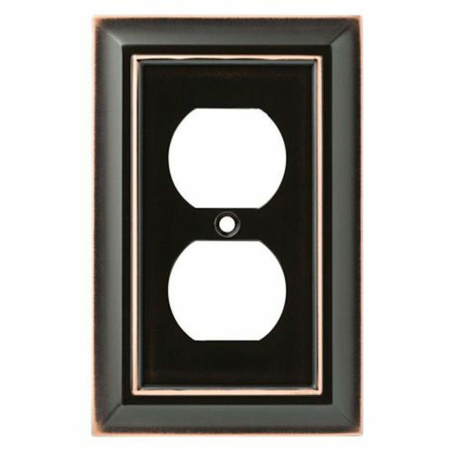 Selby Duplex Outlet Cover Bronze w/ Copper (144054) D. Lawless Hardware
