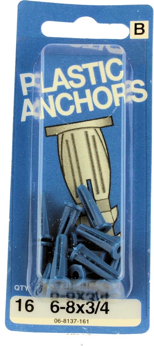 68 x 3/4" Plastic Anchors 16 Pack