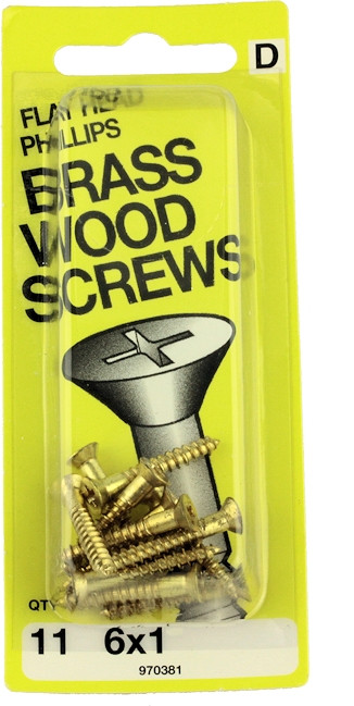 6 x 1" Flat Head Brass Wood Screws H970381 D. Lawless Hardware