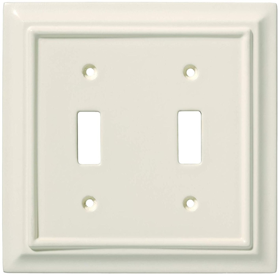 Placa De Pared Brainerd Wood Con Doble Interruptor, Blanco Puro Estilo Tradicional (Modelo 179748) – Elegancia Para Tu Hogar