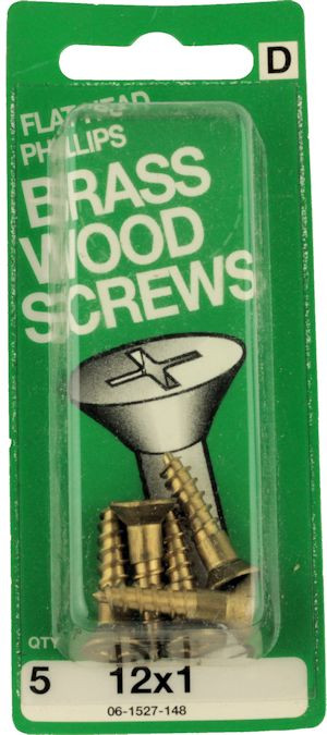 Solid Brass 12 x 1 Wood Screw Flat Head Phillips 5Pak H061527148