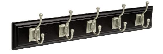 Franklin Brass 26.51-in Black Rail with 5 Coat and Hat Hooks - D