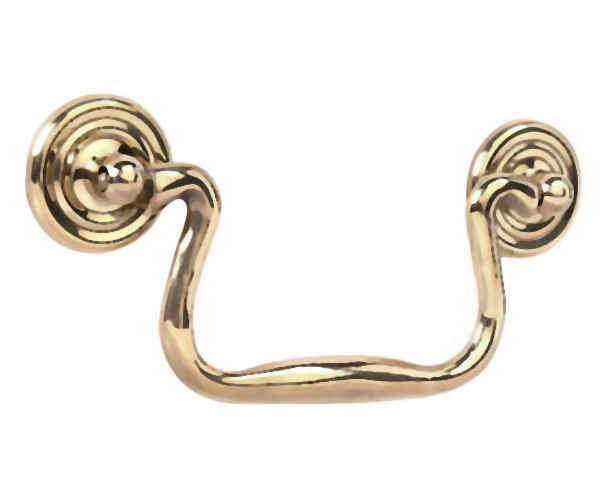 Brass Swan Pull with Round Rosettes