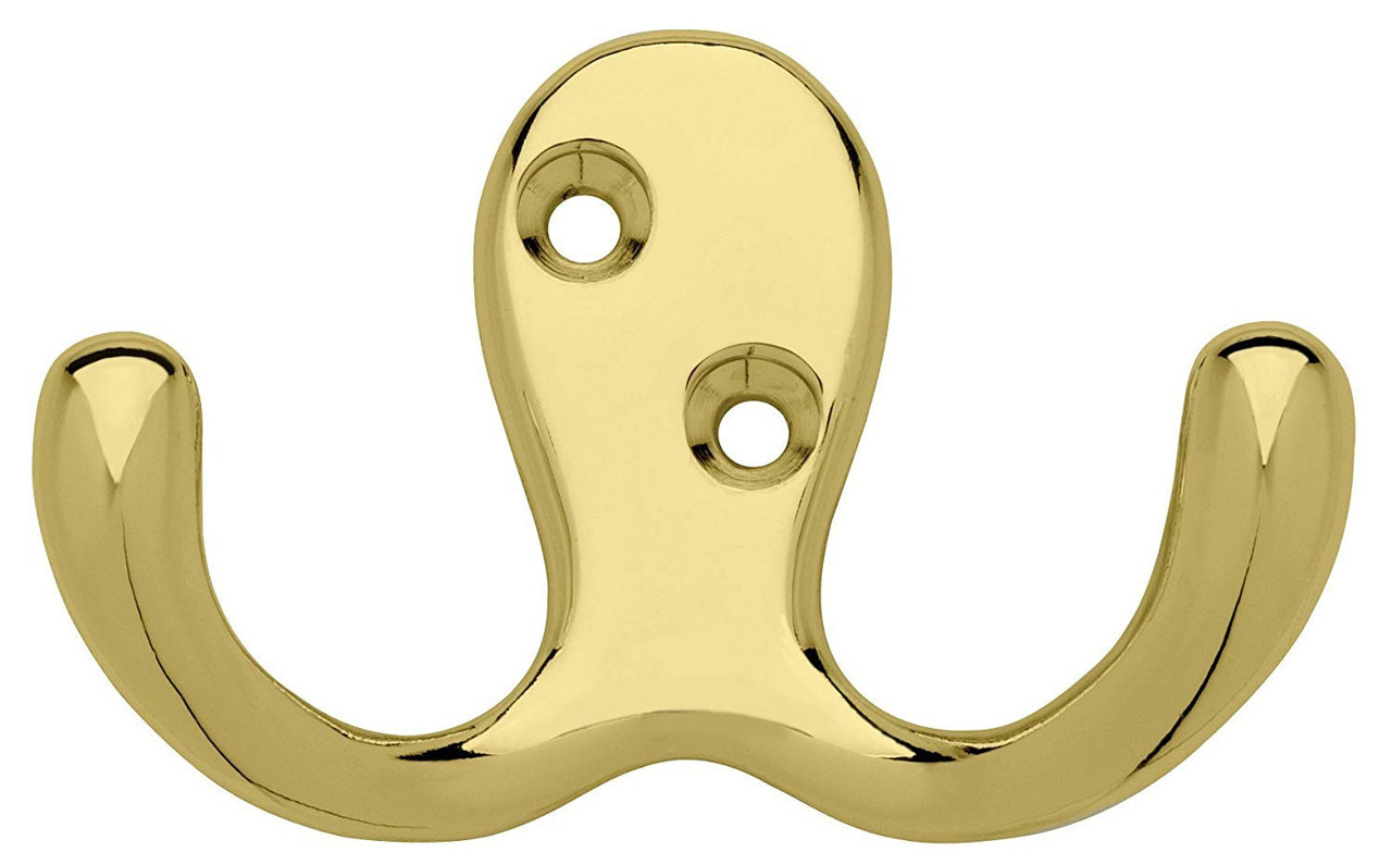 Double Prong Brass Plated Coat Hook - B59104Z-PB-C