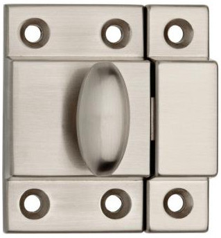 Antique Reproduction Oval Turn Latch – Nickel Plated Stamped Steel Cabinet Latch – 1-7/8 Inch, Includes Catch & Screws