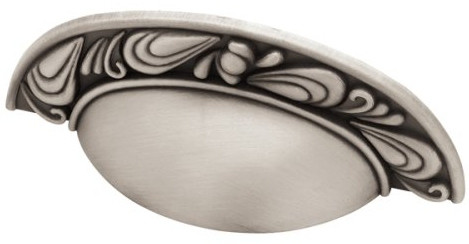 Brushed Satin Pewter Paisley Cup Pull 3&quot; (PBF712)
