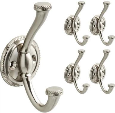 Three Prong Coat Hook - Satin Nickel - 4 1/4