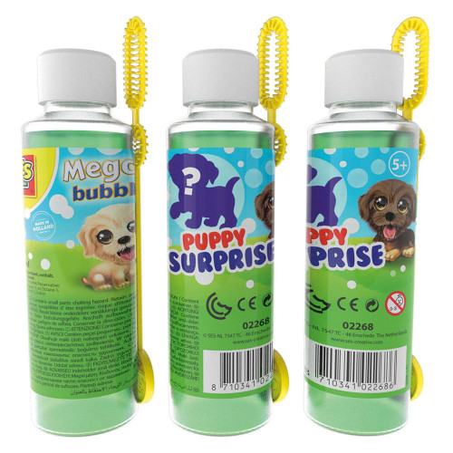 Children's Mega Bubbles Solution Bottle with Bubble Wand and Puppy Surprise