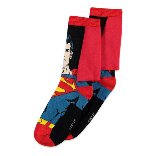Superman Man of Steel with Cape Novelty Socks 1 Pack 39/42 Size -  Multi-colour