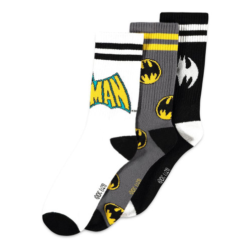 DC Comics Batman Iconic Logos Sport Socks 3 Pack 43/46 Size - Multi-colour