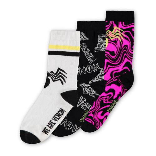 Marvel Comics Venom Logo All-over Print Children's Crew Socks (Pack Of 3)
