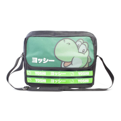 Nintendo Super Mario Bros. Unisex-Adult Yoshi Taped Messenger Bag Black ...