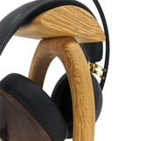 Headphone Stand white wenge  wood handmade by WoodArtAudio holds a Meze Classisc 99 headphones