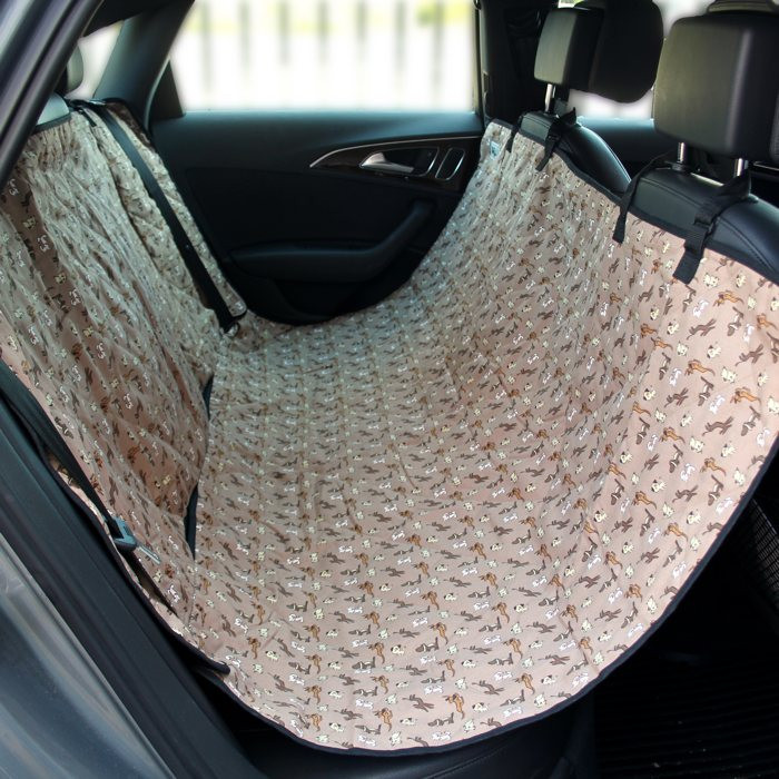 Tan And Brown Polka Dot Pet Car Seat Cover