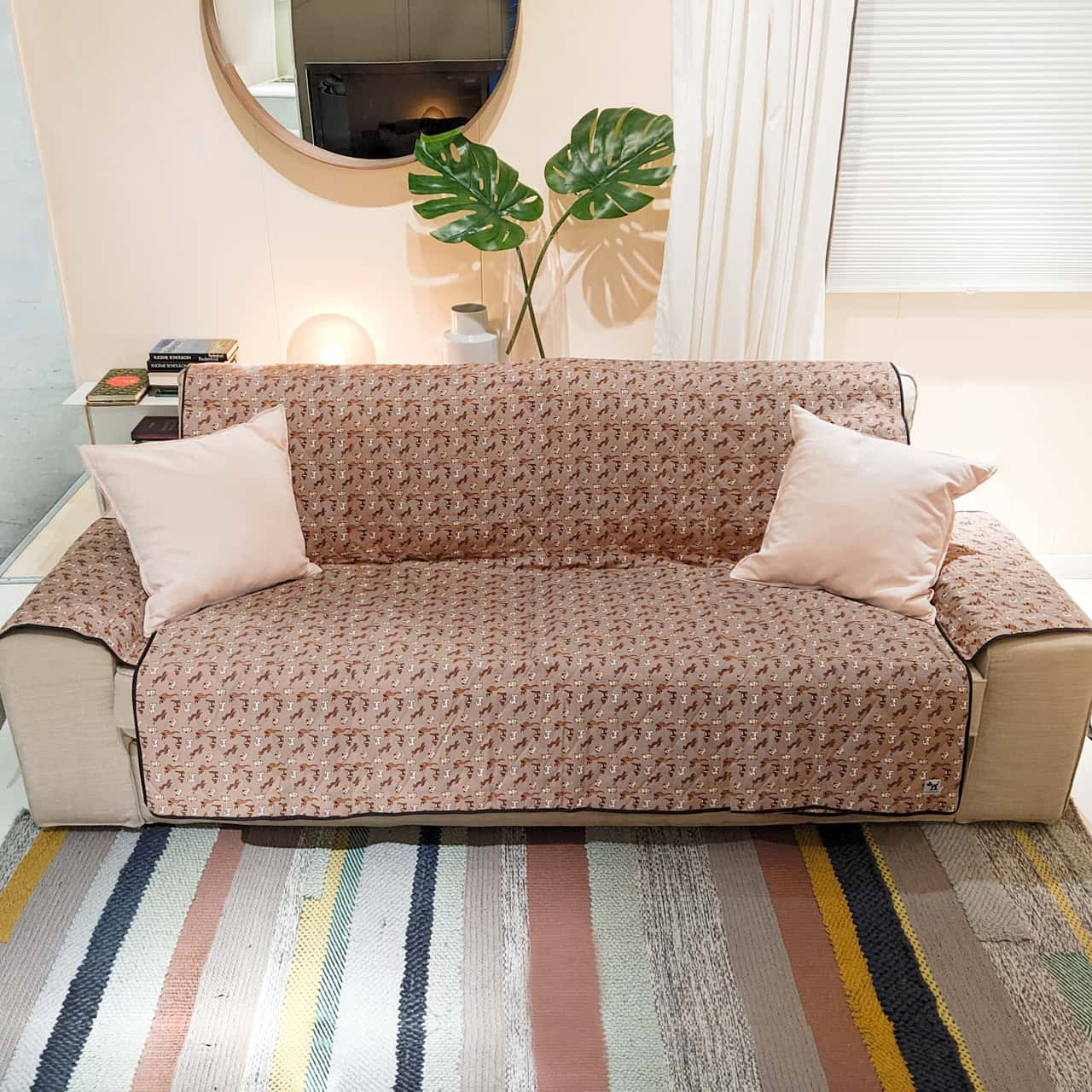 Tan Non-Slip Furniture Protector & Couch Cover for Dogs & Pets